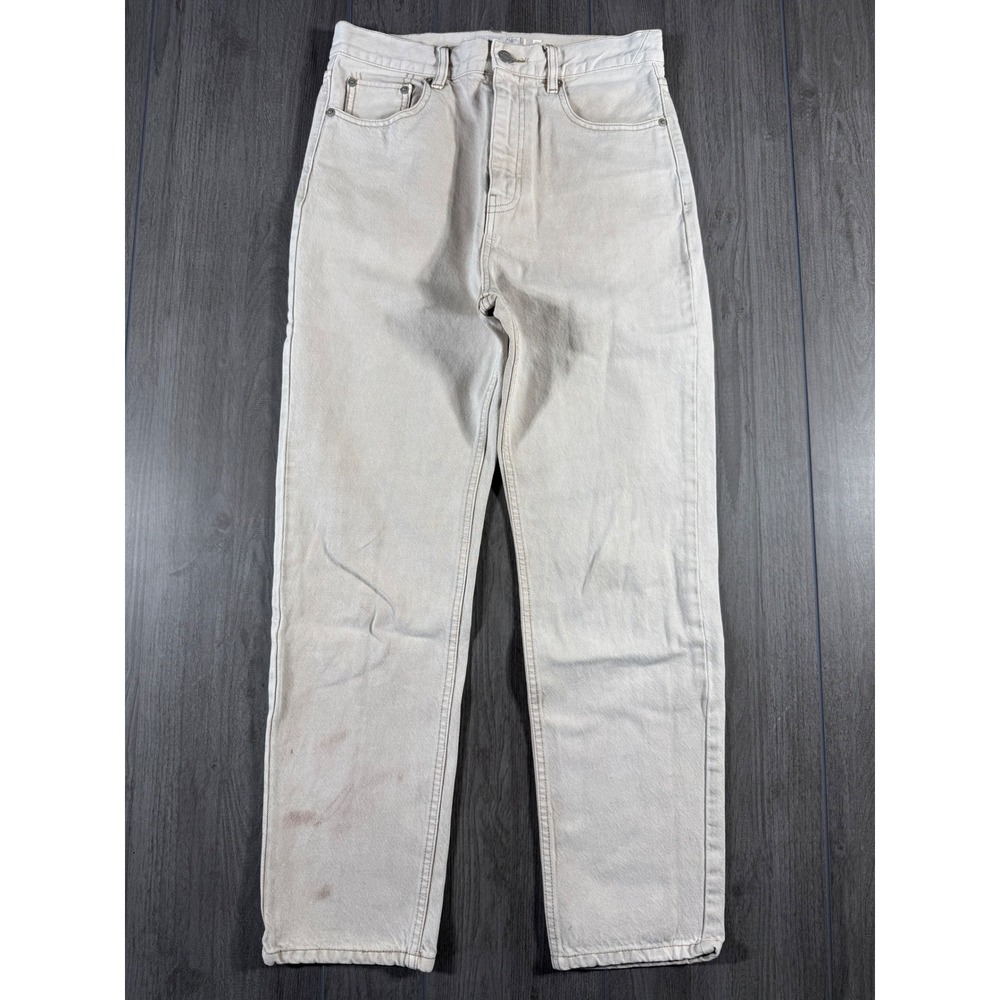 American Rag Cie Jeans 38 Beige High Waisted Straight Leg Stained Grunge